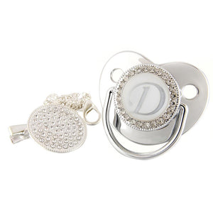 Letter Rhinestone Pacifier with Clip & Magnet