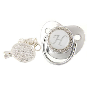 Letter Rhinestone Pacifier with Clip & Magnet