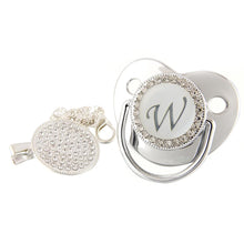 Load image into Gallery viewer, Letter Rhinestone Pacifier with Clip &amp; Magnet